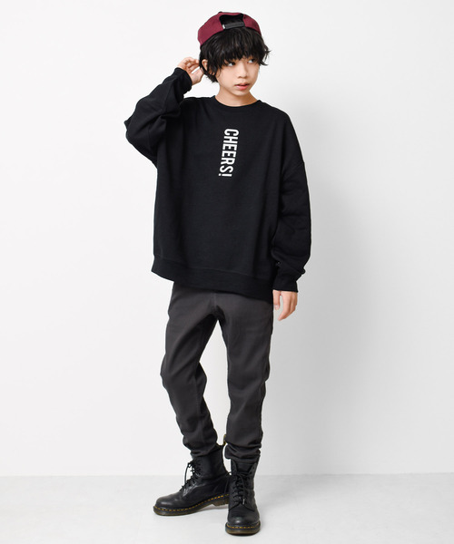 RAT EFFECT（ラットエフェクト）の「【裏起毛】タテロゴプリントトレーナー（スウェット・キッズ・ブラック/ライトブルー/アイボリー/グリーン/チャコールグレー・120/130/140/150/160）」の8枚目の写真