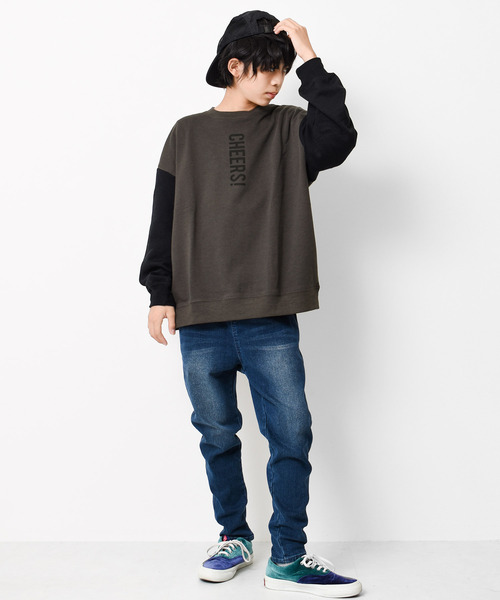 RAT EFFECT（ラットエフェクト）の「【裏起毛】タテロゴプリントトレーナー（スウェット・キッズ・ブラック/ライトブルー/アイボリー/グリーン/チャコールグレー・120/130/140/150/160）」の10枚目の写真