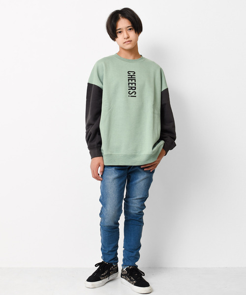 RAT EFFECT（ラットエフェクト）の「【裏起毛】タテロゴプリントトレーナー（スウェット・キッズ・ブラック/ライトブルー/アイボリー/グリーン/チャコールグレー・120/130/140/150/160）」の12枚目の写真