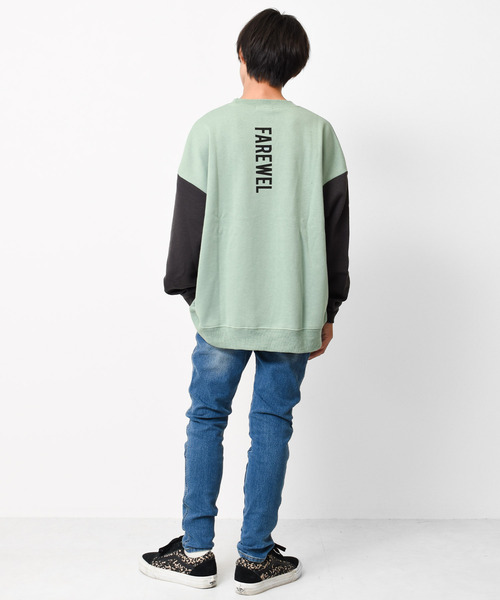 RAT EFFECT（ラットエフェクト）の「【裏起毛】タテロゴプリントトレーナー（スウェット・キッズ・ブラック/ライトブルー/アイボリー/グリーン/チャコールグレー・120/130/140/150/160）」の13枚目の写真