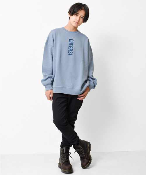 RAT EFFECT（ラットエフェクト）の「【裏起毛】タテロゴプリントトレーナー（スウェット・キッズ・ブラック/ライトブルー/アイボリー/グリーン/チャコールグレー・120/130/140/150/160）」の14枚目の写真