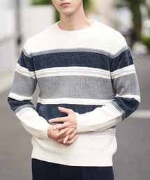 a.v.v | 【洗濯機で洗える】モールボーダークルーネックニット[WEB限定サイズ](ニット/セーター)