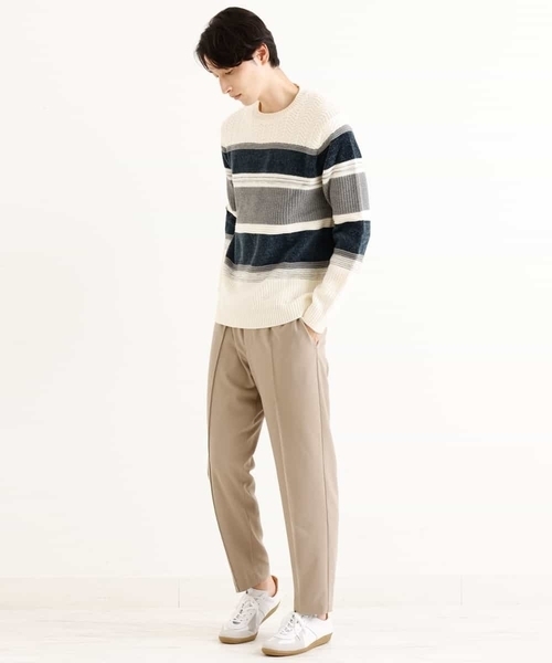 a.v.v（アーヴェヴェ）の「【洗濯機で洗える】モールボーダークルーネックニット[WEB限定サイズ]（ニット/セーター・メンズ・クリーム/ネイビー/グリーン/ライトブルー・44/50/48/46/52）」の10枚目の写真