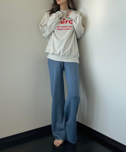 Opinion korean town(オピニオン コリアン タウン)の「リブニットワイドパンツ(その他パンツ・レディース・ブラック/アイボリー/カーキ/ブラウン/ブルー/マスタード・FREE)」の15枚目の写真