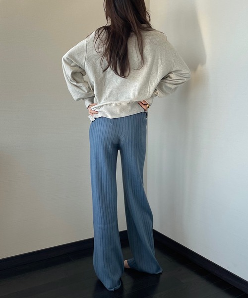 Opinion korean town(オピニオン コリアン タウン)の「リブニットワイドパンツ(その他パンツ・レディース・ブラック/アイボリー/カーキ/ブラウン/ブルー/マスタード・FREE)」の14枚目の写真
