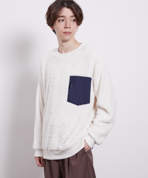 JUNRED（ジュンレッド）の「ナイロンポケットボアプルオーバー（その他トップス・メンズ・ホワイト/グレー/ブルー/ベージュ系その他・LL/M/L）」の2枚目の写真