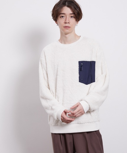 JUNRED（ジュンレッド）の「ナイロンポケットボアプルオーバー（その他トップス・メンズ・ホワイト/グレー/ブルー/ベージュ系その他・LL/M/L）」の5枚目の写真