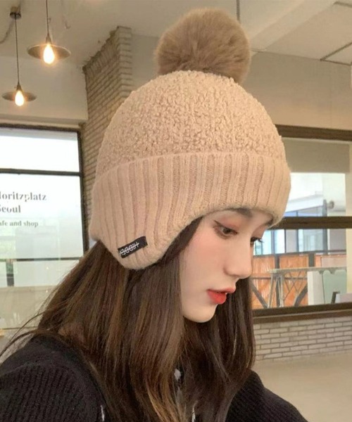 REBALANCE(リバランス)の「イヤーカバー ニット帽(ニットキャップ/ビーニー・レディース・ブラック/ライトブラウン/ブルー/ベージュ・FREE)」の5枚目の写真