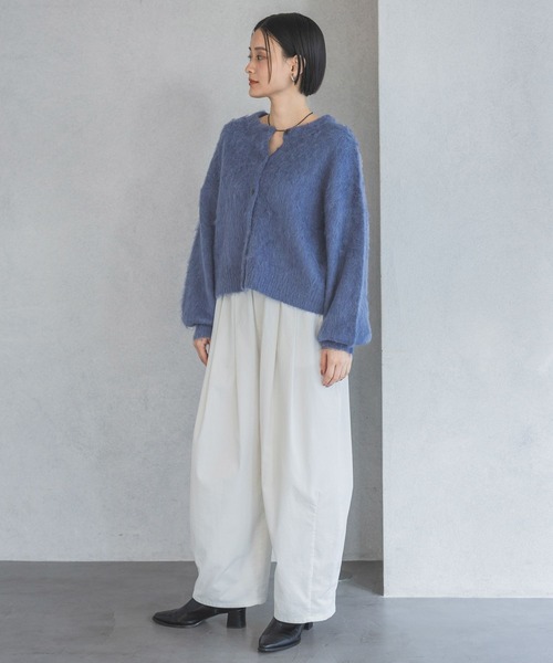 A part by(アパートバイ)の「お気に入り2.7万人超え!【WEB限定】5G2WAYクルーシャギーカーディガン(カーディガン/ボレロ・レディース・アイボリー/グレー/ブラウン/ブルー/ライトグリーン/ライトピンク/オフホワイト/ピンク/ブラック/イエロー系その他/ブラウン系その他・FREE)」の14枚目の写真