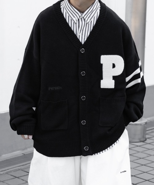 Perushu(ペルーシュ)の「サガラワッペンユーズドライクカーディガン(カーディガン/ボレロ・メンズ・ブラック/イエロー/グリーン/ダークブルー・MEDIUM/LARGE)」の2枚目の写真