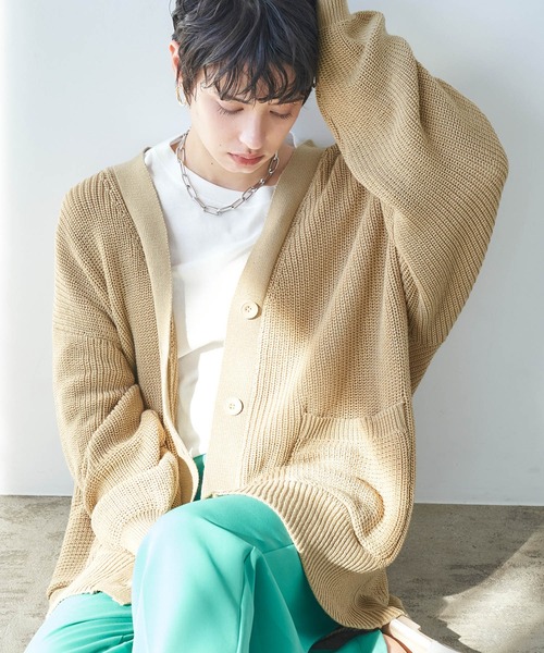 片畦オーバーサイズカーディガン セールWEB限定 7G 片畦 オーバーサイズ Vカーディガン（カーディガン