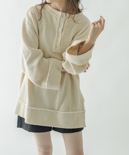 mystic(ミスティック)の「ジャガードヘンリープルオーバー(Tシャツ/カットソー・レディース・ブラック/アイボリー・FREE)」の8枚目の写真