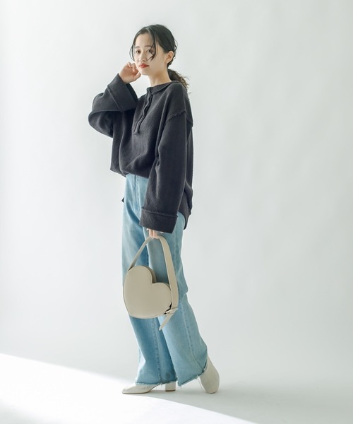 mystic(ミスティック)の「ジャガードヘンリープルオーバー(Tシャツ/カットソー・レディース・ブラック/アイボリー・FREE)」の4枚目の写真