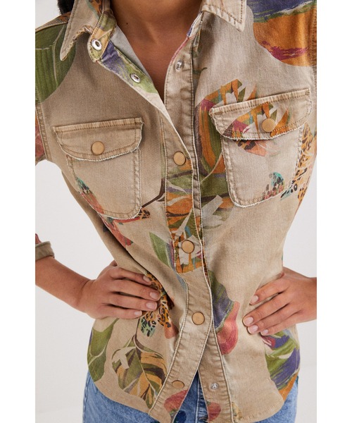 Desigual（デシグアル）の「花柄 シャツ（シャツ/ブラウス・レディース・グリーン/ブラウン・L/M/S/XL/XS）」の12枚目の写真