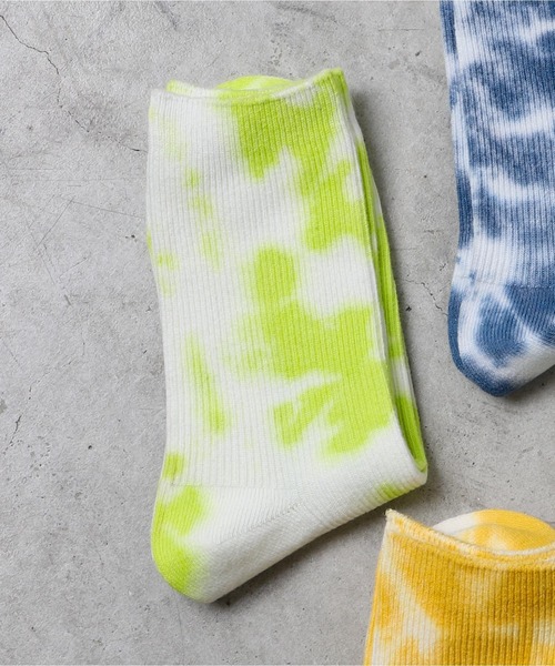 WEGO（ウィゴー）の「WEGO/タイダイリブソックス（ソックス/靴下・レディース・ブラック/パープル/サックスブルー/オレンジ/ピンク/ライム/イエロー/グリーン/ブルー・23-25cm）」の3枚目の写真