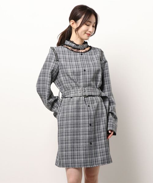 Ank Rouge(アンクルージュ)の「ハートバックルシャツワンピース(ワンピース・レディース・ピンク/A/ブラック・M)」の8枚目の写真