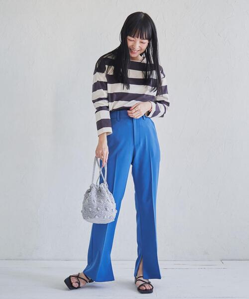 coen（コーエン）の「【WEB限定復刻】ワイドボーダーボートネックカットソー（Tシャツ/カットソー・レディース・ダークグレー/ネイビー/ブラック/ブラウン・MEDIUM/LARGE）」の11枚目の写真