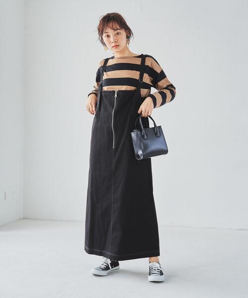 coen（コーエン）の「【WEB限定復刻】ワイドボーダーボートネックカットソー（Tシャツ/カットソー・レディース・ダークグレー/ネイビー/ブラック/ブラウン・MEDIUM/LARGE）」の13枚目の写真