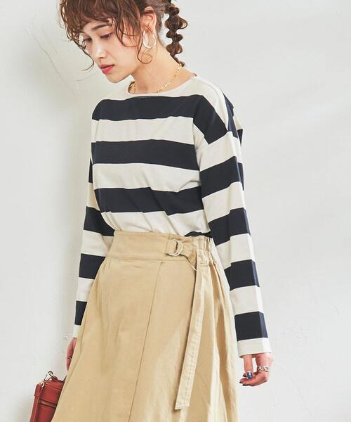 coen（コーエン）の「【WEB限定復刻】ワイドボーダーボートネックカットソー（Tシャツ/カットソー・レディース・ダークグレー/ネイビー/ブラック/ブラウン・MEDIUM/LARGE）」の14枚目の写真