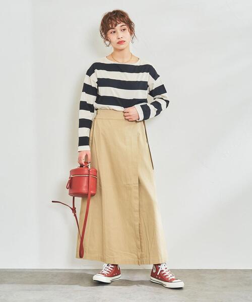 coen（コーエン）の「【WEB限定復刻】ワイドボーダーボートネックカットソー（Tシャツ/カットソー・レディース・ダークグレー/ネイビー/ブラック/ブラウン・MEDIUM/LARGE）」の5枚目の写真