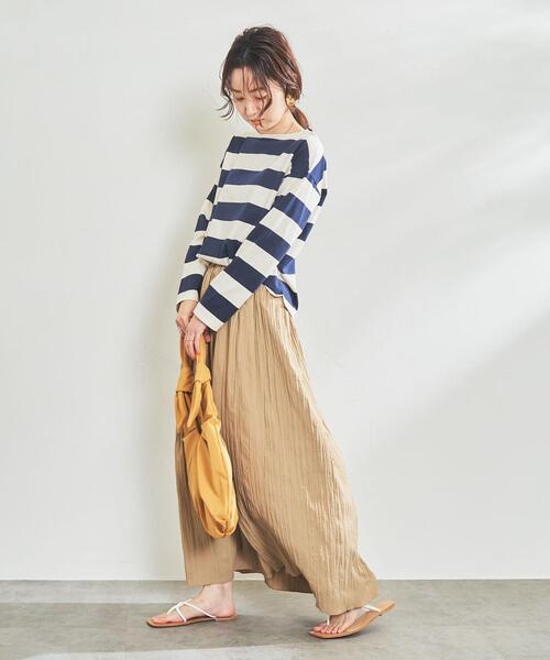 coen（コーエン）の「【WEB限定復刻】ワイドボーダーボートネックカットソー（Tシャツ/カットソー・レディース・ダークグレー/ネイビー/ブラック/ブラウン・MEDIUM/LARGE）」の7枚目の写真