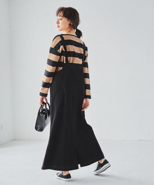 coen（コーエン）の「【WEB限定復刻】ワイドボーダーボートネックカットソー（Tシャツ/カットソー・レディース・ダークグレー/ネイビー/ブラック/ブラウン・MEDIUM/LARGE）」の21枚目の写真