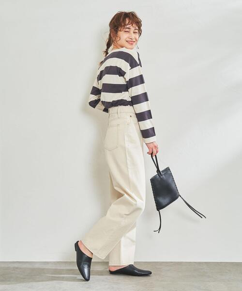 coen（コーエン）の「【WEB限定復刻】ワイドボーダーボートネックカットソー（Tシャツ/カットソー・レディース・ダークグレー/ネイビー/ブラック/ブラウン・MEDIUM/LARGE）」の15枚目の写真