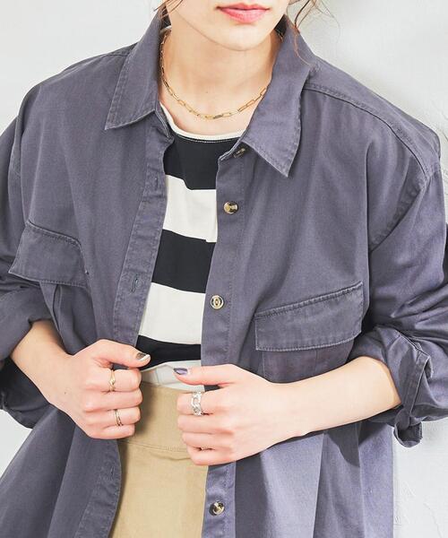 coen（コーエン）の「【WEB限定復刻】ワイドボーダーボートネックカットソー（Tシャツ/カットソー・レディース・ダークグレー/ネイビー/ブラック/ブラウン・MEDIUM/LARGE）」の16枚目の写真