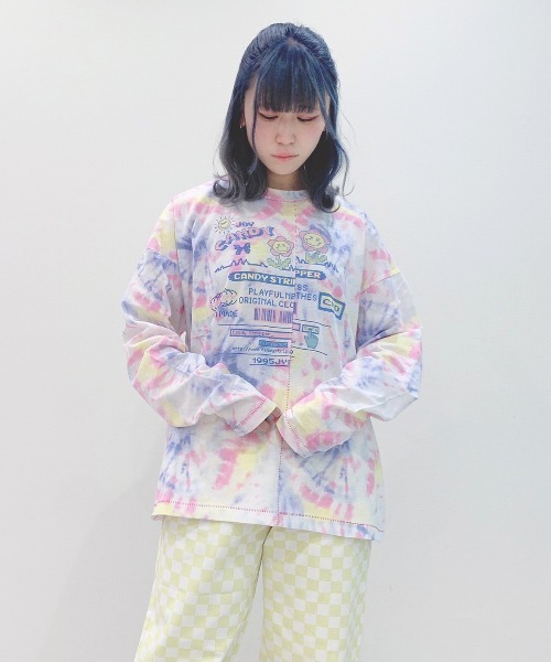 Candy Stripper(キャンディストリッパー)の「JOYFUL CANDY TIE DYE トップス(Tシャツ/カットソー・レディース・ネイビー/ピンク/エメラルド・2)」の1枚目の写真