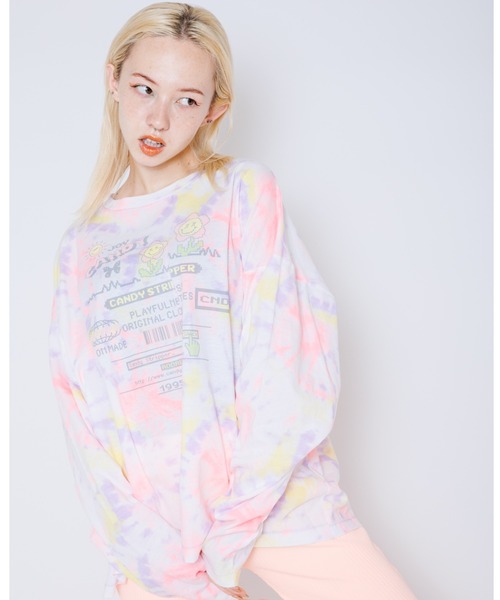 Candy Stripper(キャンディストリッパー)の「JOYFUL CANDY TIE DYE トップス(Tシャツ/カットソー・レディース・ネイビー/ピンク/エメラルド・2)」の3枚目の写真