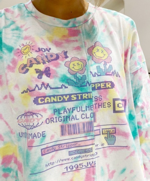 Candy Stripper(キャンディストリッパー)の「JOYFUL CANDY TIE DYE トップス(Tシャツ/カットソー・レディース・ネイビー/ピンク/エメラルド・2)」の5枚目の写真