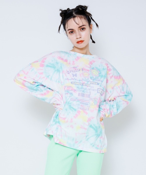 Candy Stripper(キャンディストリッパー)の「JOYFUL CANDY TIE DYE トップス(Tシャツ/カットソー・レディース・ネイビー/ピンク/エメラルド・2)」の9枚目の写真