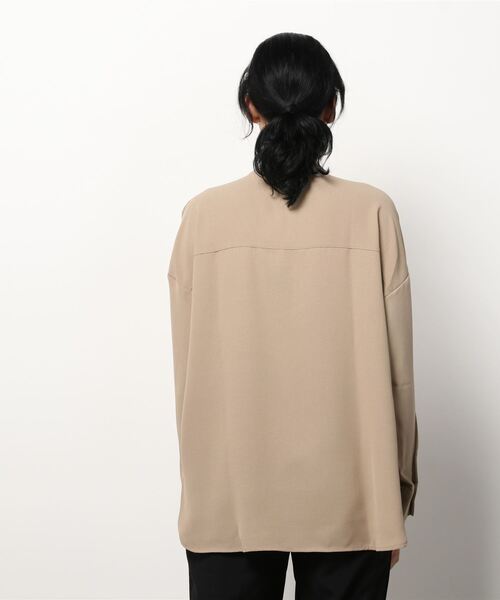 NAVY（ネイビー）の「涼感麻風キーネックブラウス（シャツ/ブラウス・レディース・グリーン/ベージュ/ホワイト・フリー）」の5枚目の写真