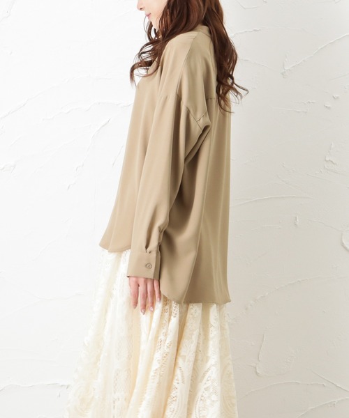 NAVY（ネイビー）の「涼感麻風キーネックブラウス（シャツ/ブラウス・レディース・グリーン/ベージュ/ホワイト・フリー）」の8枚目の写真