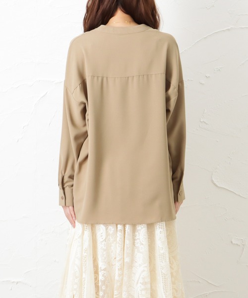 NAVY（ネイビー）の「涼感麻風キーネックブラウス（シャツ/ブラウス・レディース・グリーン/ベージュ/ホワイト・フリー）」の10枚目の写真