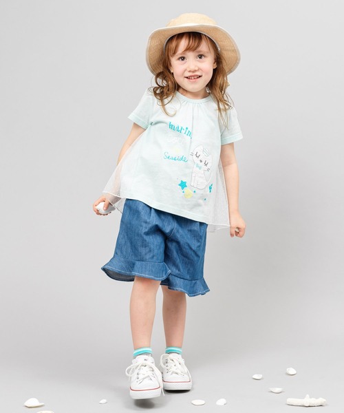 KP(ケーピー)の「デニム/コットンツイルの裾フリルキュロット(100-130cm)(その他パンツ・キッズ・カーキ/ブルー・110cm/100cm/120cm/130cm)」の4枚目の写真