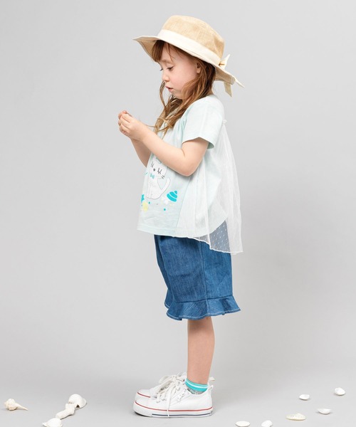KP(ケーピー)の「デニム/コットンツイルの裾フリルキュロット(100-130cm)(その他パンツ・キッズ・カーキ/ブルー・110cm/100cm/120cm/130cm)」の3枚目の写真