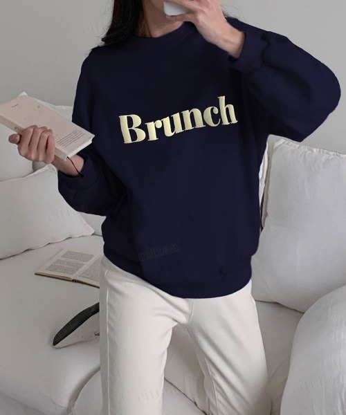 Dalfwin(ダールフィン)の「Brunchカラーロゴオーバーサイズスウェット(スウェット・レディース・ネイビー/ホワイト/グレー・FREE)」の10枚目の写真
