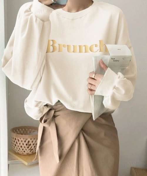 Dalfwin(ダールフィン)の「Brunchカラーロゴオーバーサイズスウェット(スウェット・レディース・ネイビー/ホワイト/グレー・FREE)」の12枚目の写真