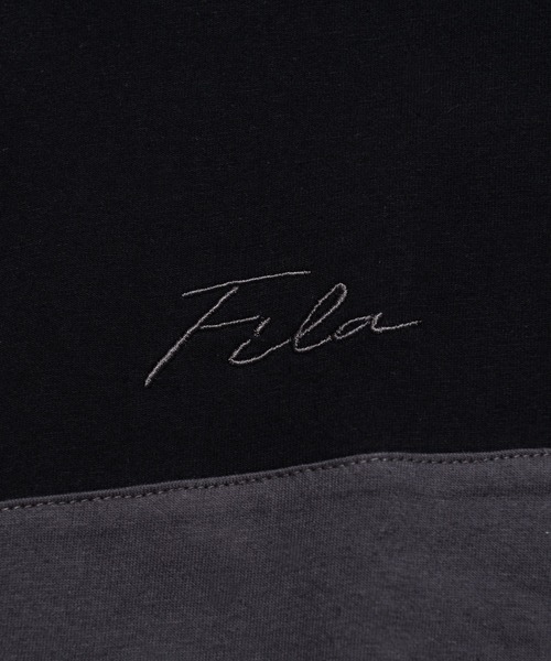 FILA(フィラ)の「FILA/フィラ 筆記体 ブランドロゴ刺繍 配色切替 ドロップショルダー 半袖 Tシャツ ワンピース(ワンピース・レディース・ホワイト/ブラック/チャコール/グリーン・FREE)」の8枚目の写真