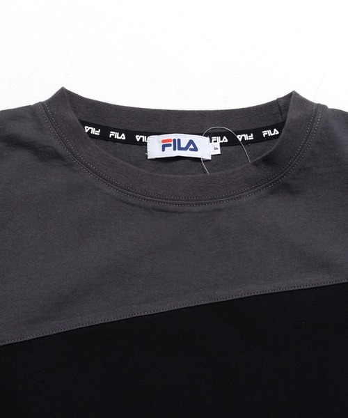 FILA(フィラ)の「FILA/フィラ 筆記体 ブランドロゴ刺繍 配色切替 ドロップショルダー 半袖 Tシャツ ワンピース(ワンピース・レディース・ホワイト/ブラック/チャコール/グリーン・FREE)」の9枚目の写真