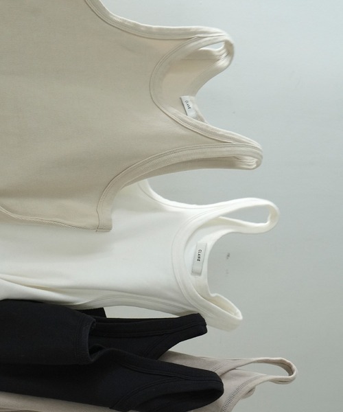 CLANE（クラネ）の「BASIC RIB TANK TOPS（タンクトップ・レディース・ホワイト/ブラック/ベージュ/アイボリー・1/2）」の20枚目の写真