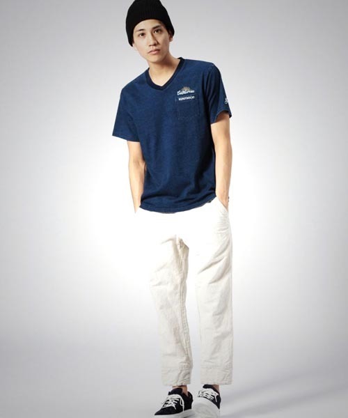 ROSE BUD COUPLES （ローズ バッド カップルズ）の「【カタログ掲載】MCT-15117 INDIGO TEE S/S V/N PKT W/EMB.（Tシャツ/カットソー・メンズ・ダークインディゴブルー/ライトインディゴブルー・SMALL/MEDIUM/LARGE）」の3枚目の写真