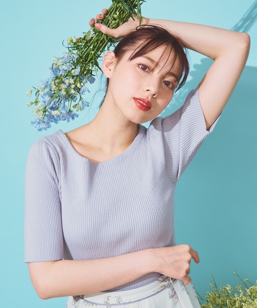 NOELA(ノエラ)の「ツイスト2WAYリブニット(ニット/セーター・レディース・ピンク/ブルー/ブラック/ブラウン/オフホワイト・フリー)」の15枚目の写真