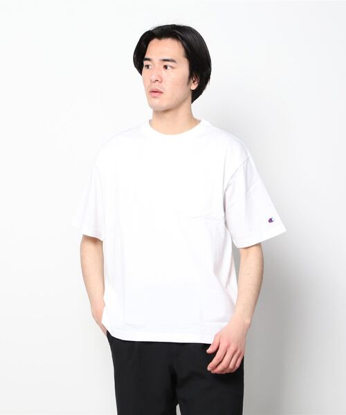 Champion（チャンピオン）の「【別注】チャンピオン  SHORT SLEEVE POCKET T-SHIRT_ 限定コラボ（Tシャツ/カットソー・メンズ・ブルー/オリーブ/ホワイト/ブラック・LL/S/M/L）」の2枚目の写真