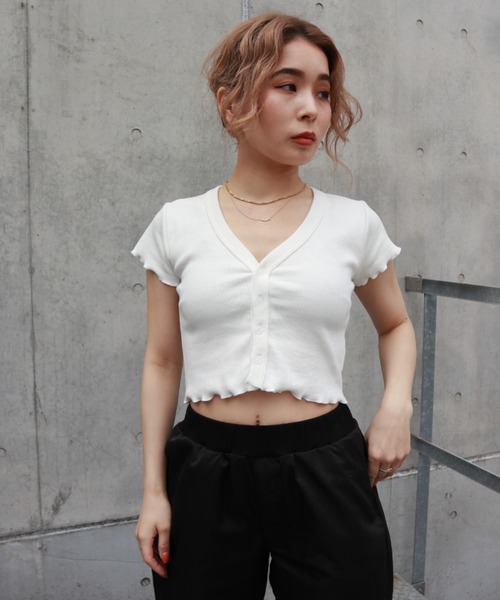 FIG&VIPER（フィグアンドバイパー）の「メロウリブTOP（Tシャツ/カットソー・レディース・ホワイト/ブラック/ピンク・FREE）」の14枚目の写真