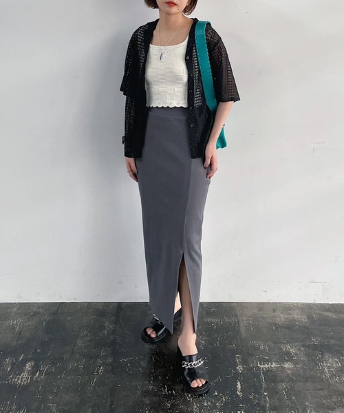 PAGEBOY（ページボーイ）の「カットスリットナロースカート（スカート・レディース・オフホワイト/ブラック/チャコールグレー・FREE）」の18枚目の写真