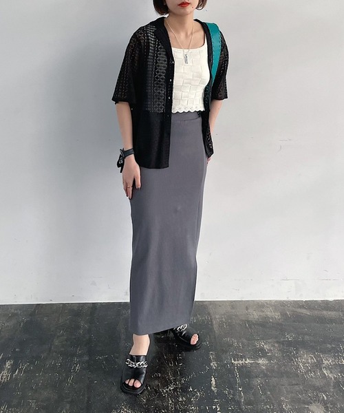 PAGEBOY（ページボーイ）の「カットスリットナロースカート（スカート・レディース・オフホワイト/ブラック/チャコールグレー・FREE）」の16枚目の写真