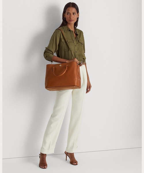 LAUREN RALPH LAUREN(ローレン ラルフ ローレン)の「スムーズ レザー ラージ Marcy サッチェル(ハンドバッグ・レディース・ブラウン・ONE)」の8枚目の写真
