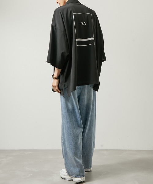 iisy（イージー）の「【 iisy 】ドルマンライクバックプリントシャツ（シャツ/ブラウス・メンズ・ブラック/ライトグレー・S/M/L/XL）」の10枚目の写真